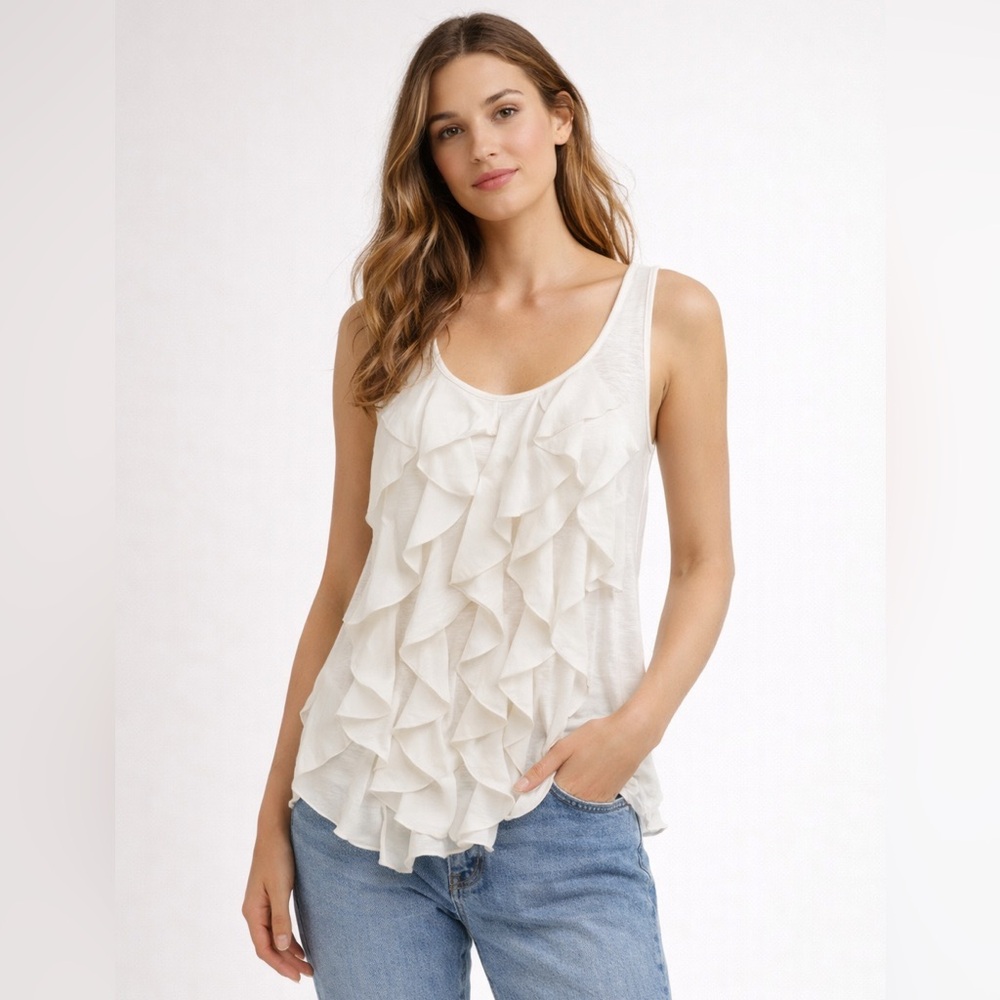 Deletta Anthropologie Cream Waves Tank Top